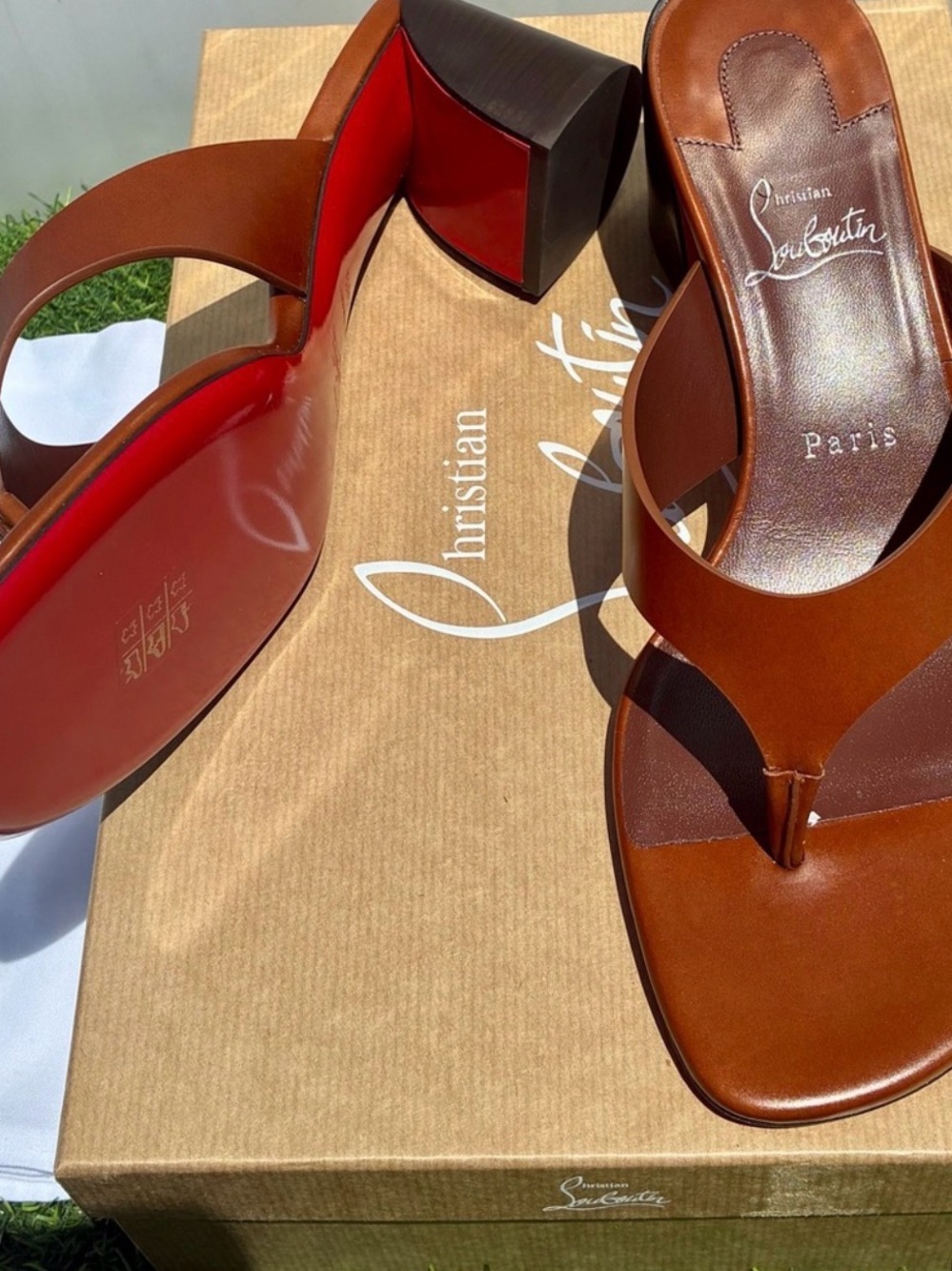 Christian Louboutin Brown Leather Janetanga Sandals